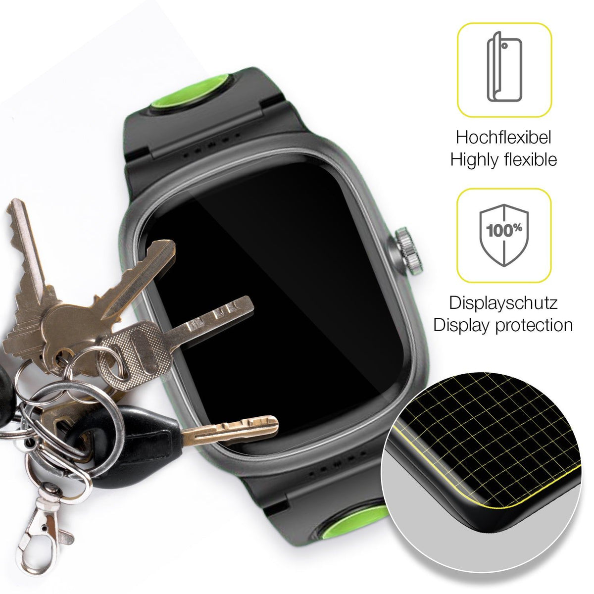 2x 3D Full Cover Schutzfolie für anyloop Kinder Smartwatch