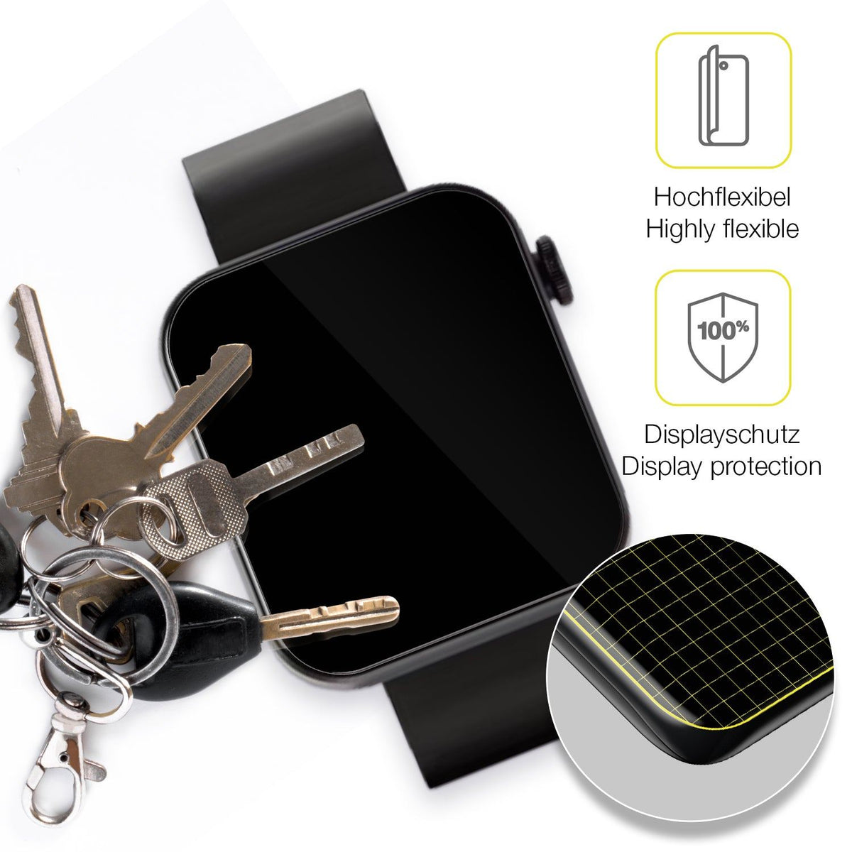 2x 3D Full Cover Schutzfolie für Kendox Life Tracker