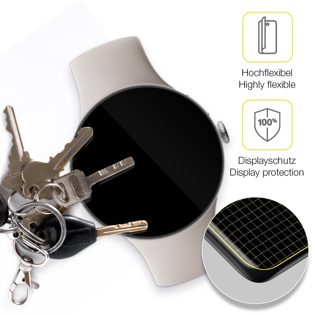 2x 3D Full Cover Schutzfolie für Google Pixel Watch 4
