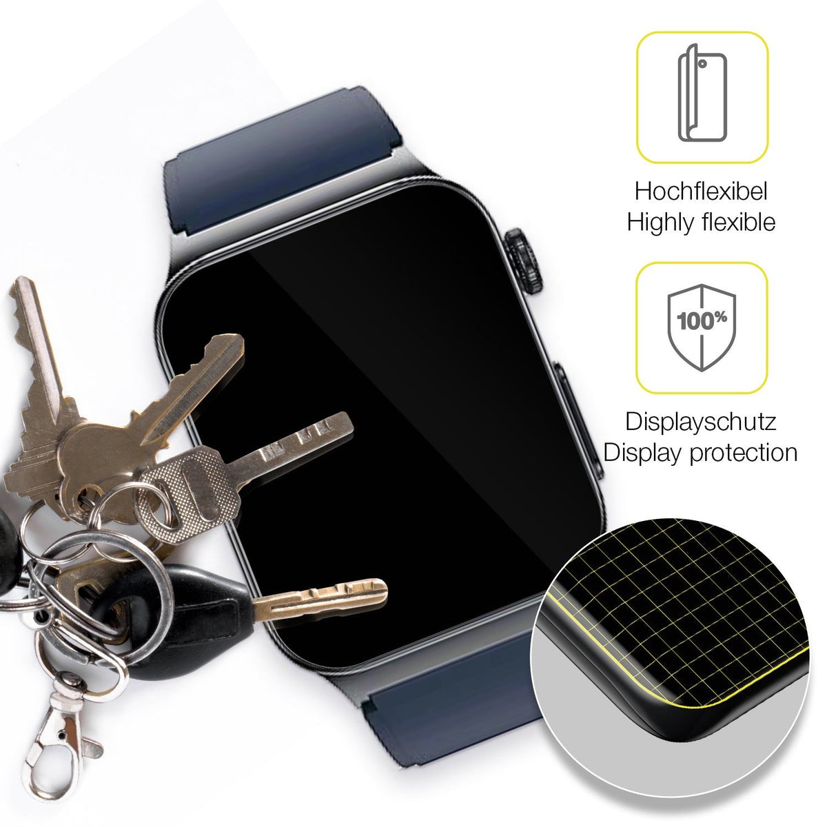 2x 3D Full Cover Schutzfolie für Watchmark Cardio One