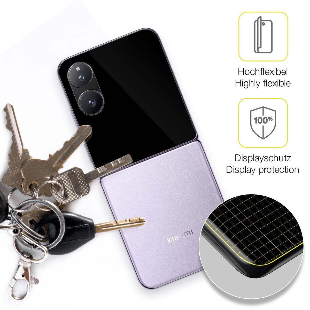 2x 3D Full Cover Schutzfolie für Xiaomi Mix Flip 2 Außenseite