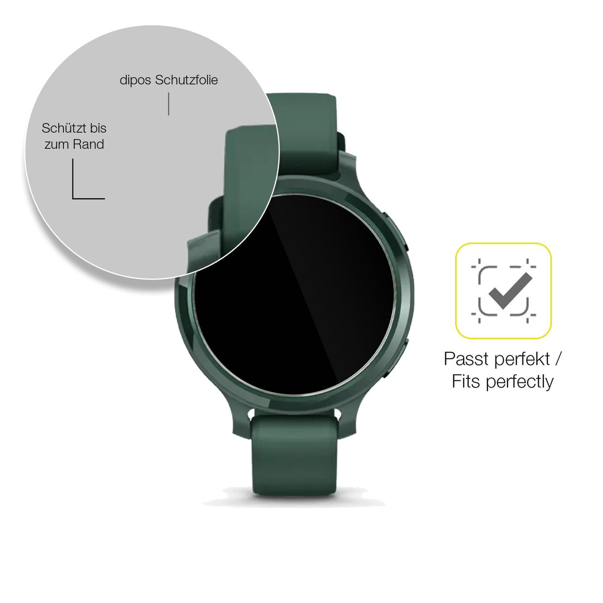 2x 3D Full Cover Schutzfolie für Garmin Lily 2 Active