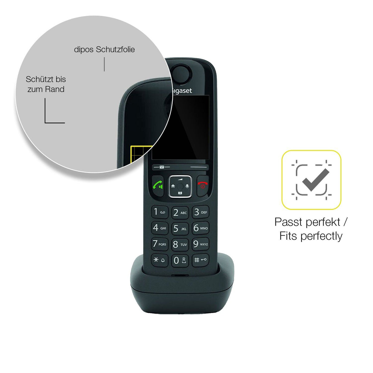 2x 3D Full Cover Schutzfolie für Gigaset AS690 DECT Telefon