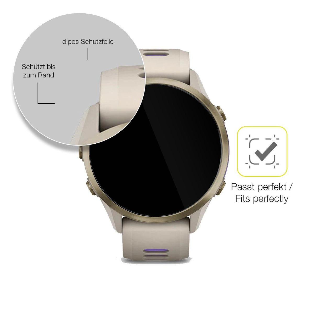 2x 3D Full Cover Schutzfolie für Garmin Forerunner 970