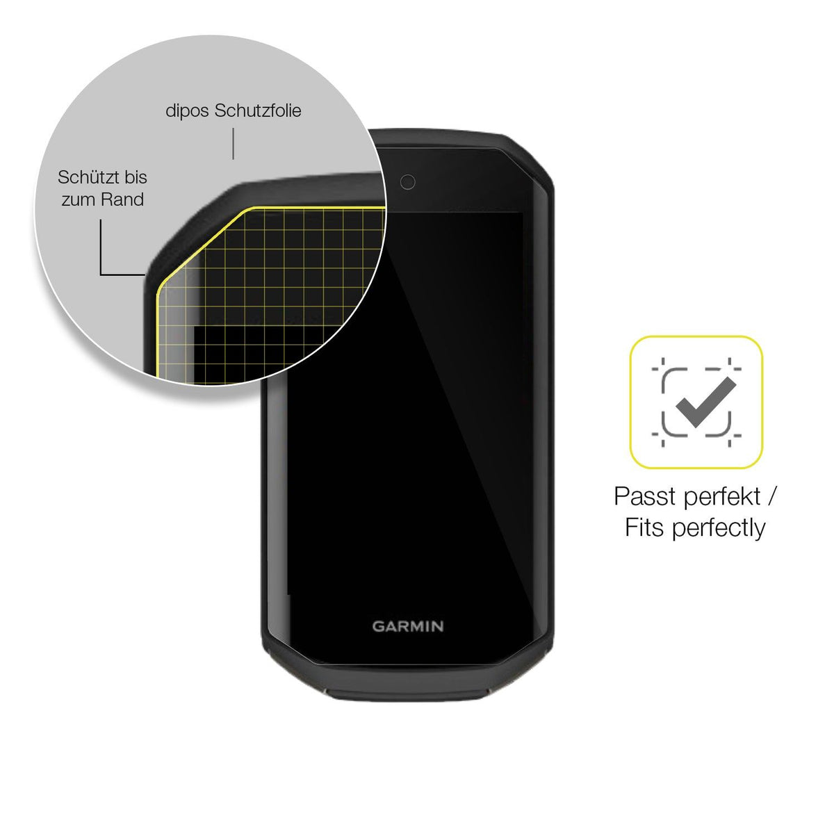 2x 3D Full Cover Schutzfolie für Garmin Edge 1050