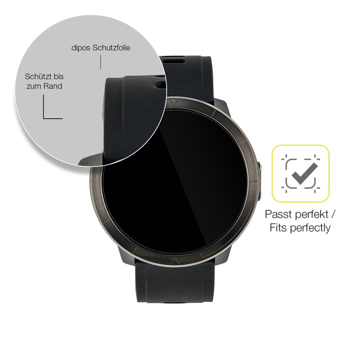 2x 3D Full Cover Schutzfolie für Watchmark Kardiowatch WM18 Plus