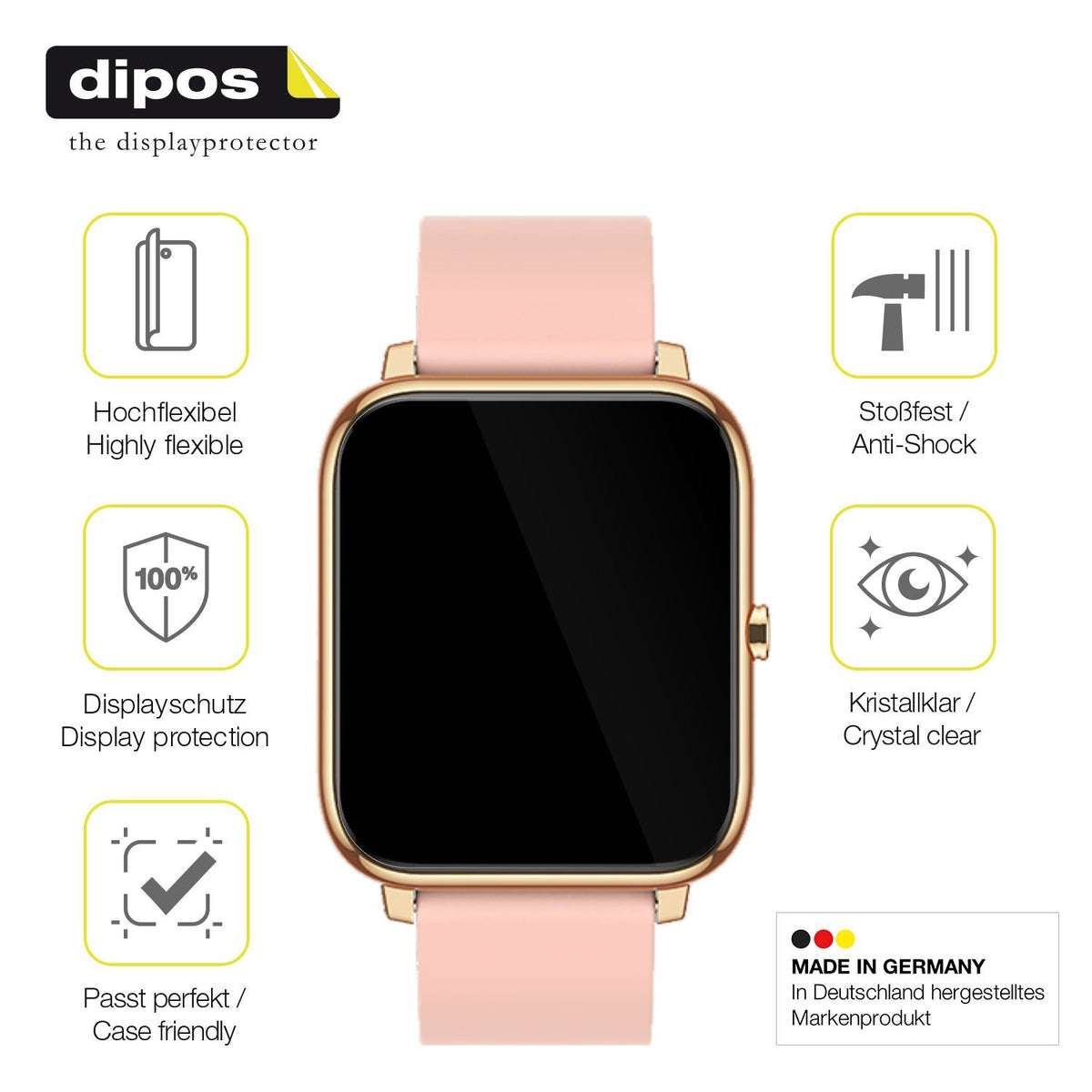 2x 3D Full Cover Schutzfolie für Kalinco CS201C Smartwatch