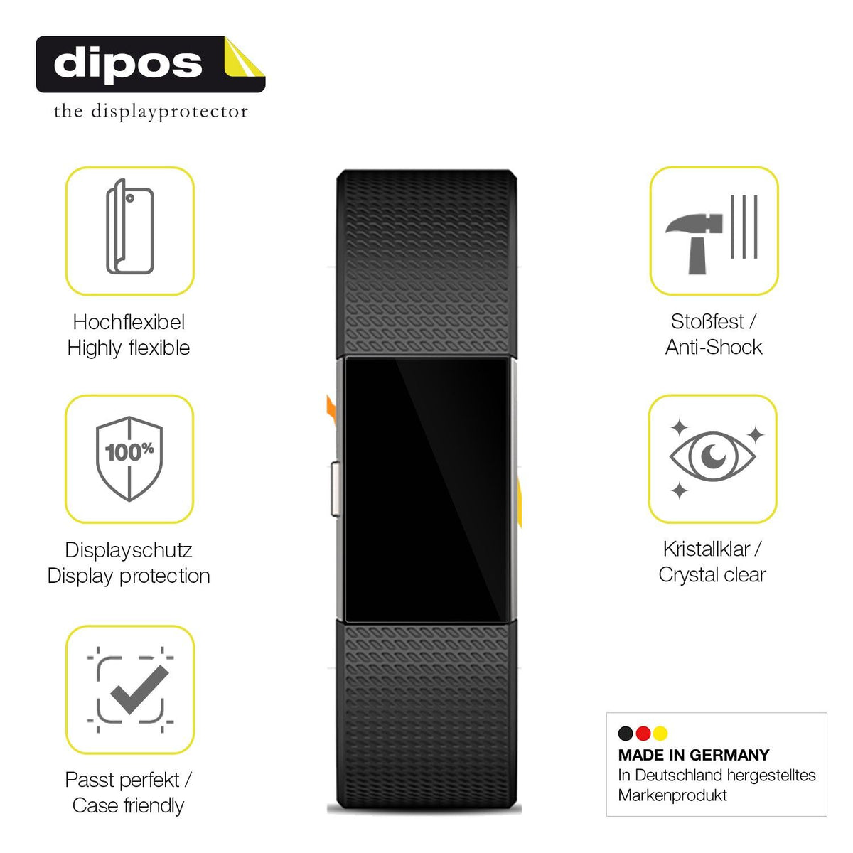 2x 3D Full Cover Schutzfolie für Fitbit Charge 2