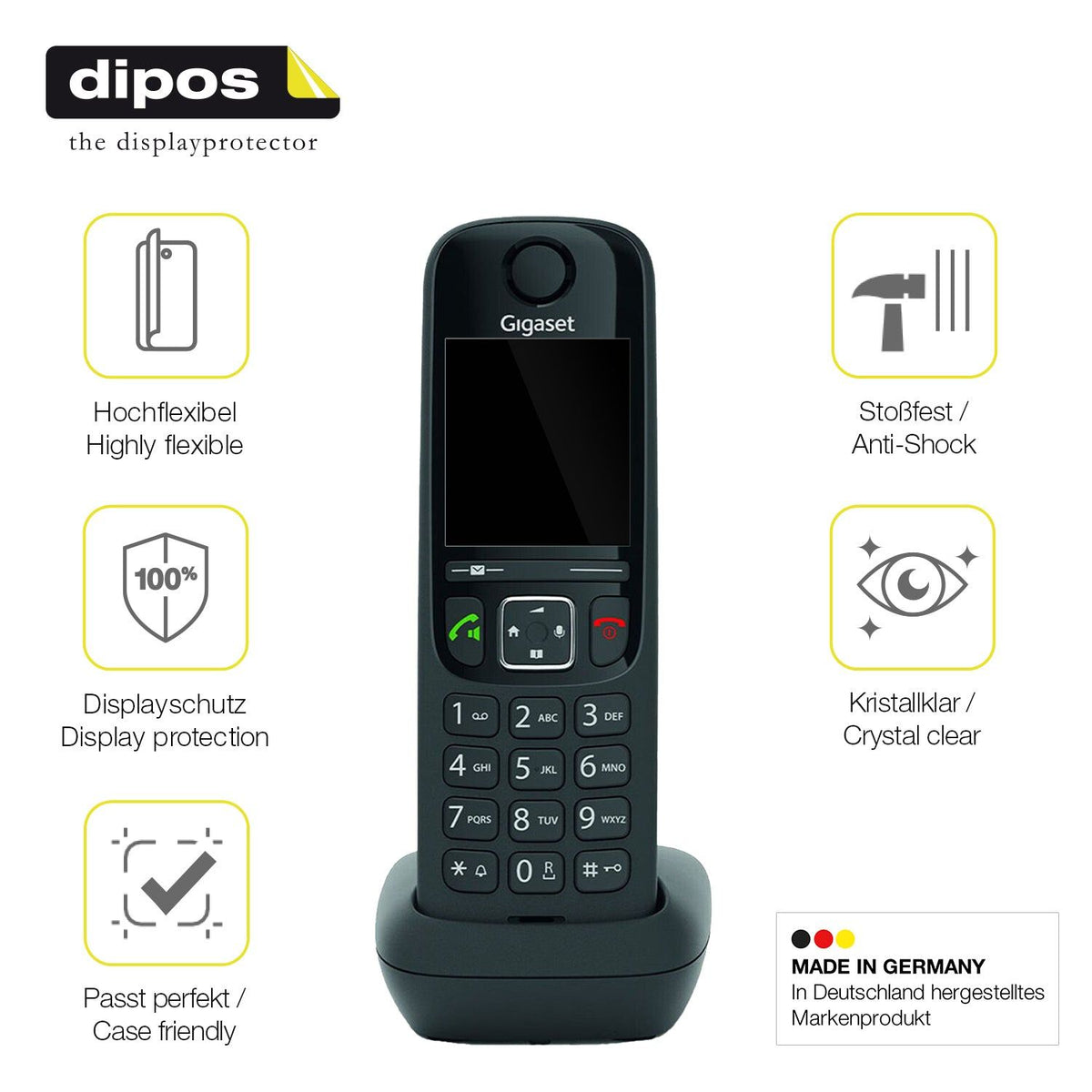 2x 3D Full Cover Schutzfolie für Gigaset AS690 DECT Telefon