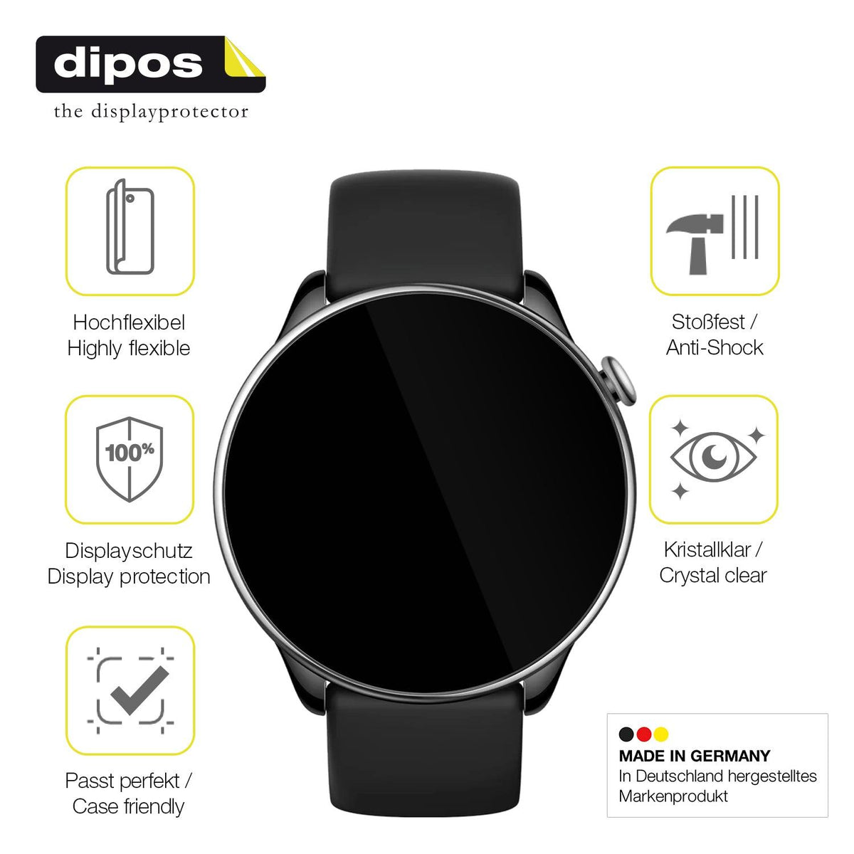2x 3D Full Cover Schutzfolie für Amazfit GTR mini