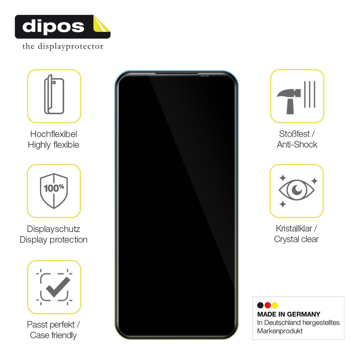 2x 3D Full Cover Schutzfolie für Mobicel R9 Pro