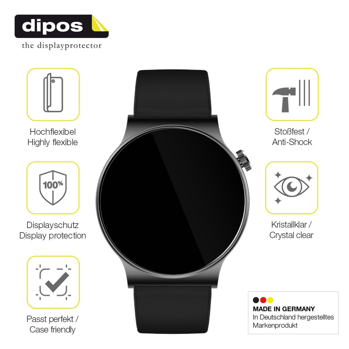 2x 3D Full Cover Schutzfolie für OOQE Watch CS PRO