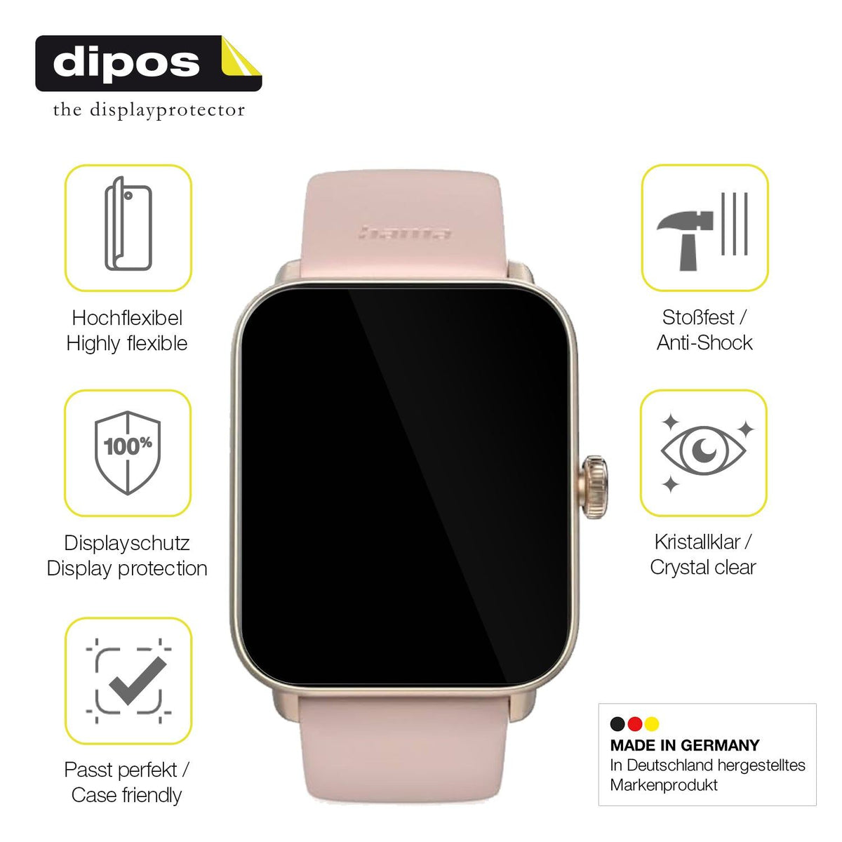 2x 3D Full Cover Schutzfolie für Hama Smartwatch 6010