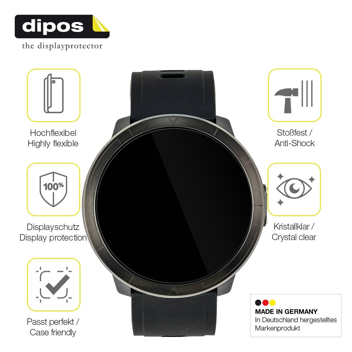2x 3D Full Cover Schutzfolie für Watchmark Kardiowatch WM18 Plus