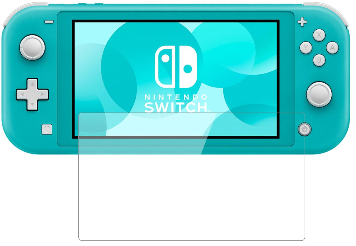 NintendoSwitch Lite mit aufgebrachter dipos Flex Schutzfolie, glasklare Darstellung ohne Einschränkungen