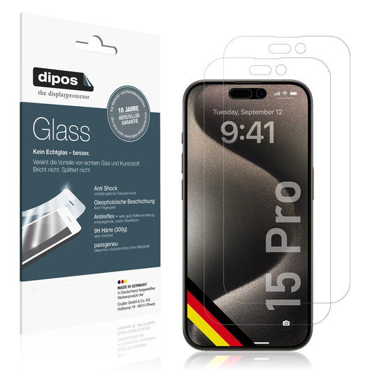 2x 9H Schutzfolie für Apple iPhone 15 Pro Panzerfolie