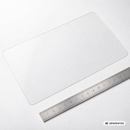 Displayschutzfolie nach Maß neben einem Lineal / Custom-cut screen protector beside a ruler – KI-generierte Darstellung / AI-generated illustration