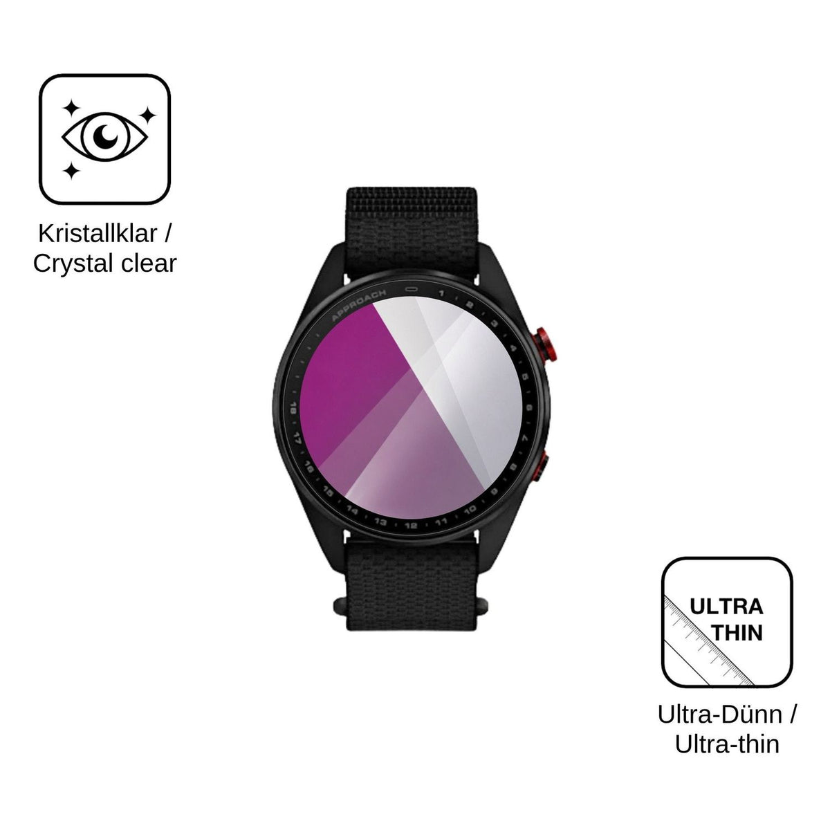 6x Schutzfolie klar für Garmin Approach S72 47mm Display-Schutzfolie