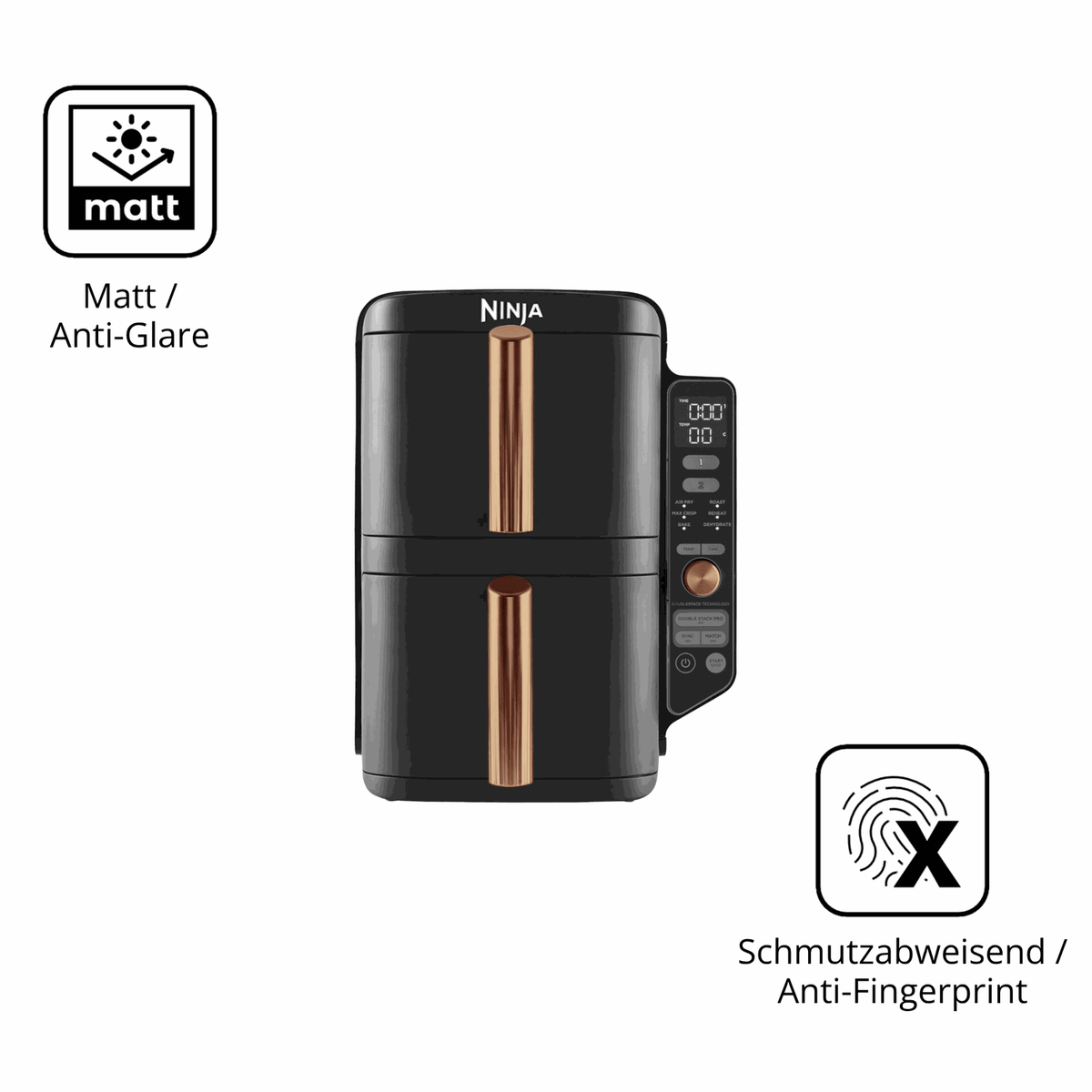 Dünne und entspiegelnde Folie passend zugeschnitten für Ninja Double Stack XL