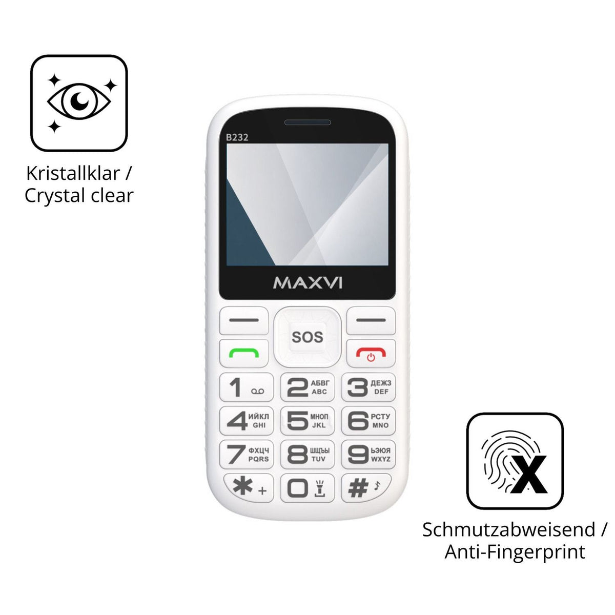 Flexible TPU-Folie passend zugeschnitten für Maxvi B232, vollständige Abdeckung
