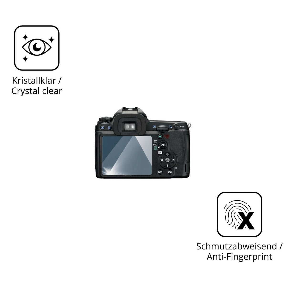 Flexible TPU-Folie passend zugeschnitten für Pentax K7, vollständige Abdeckung