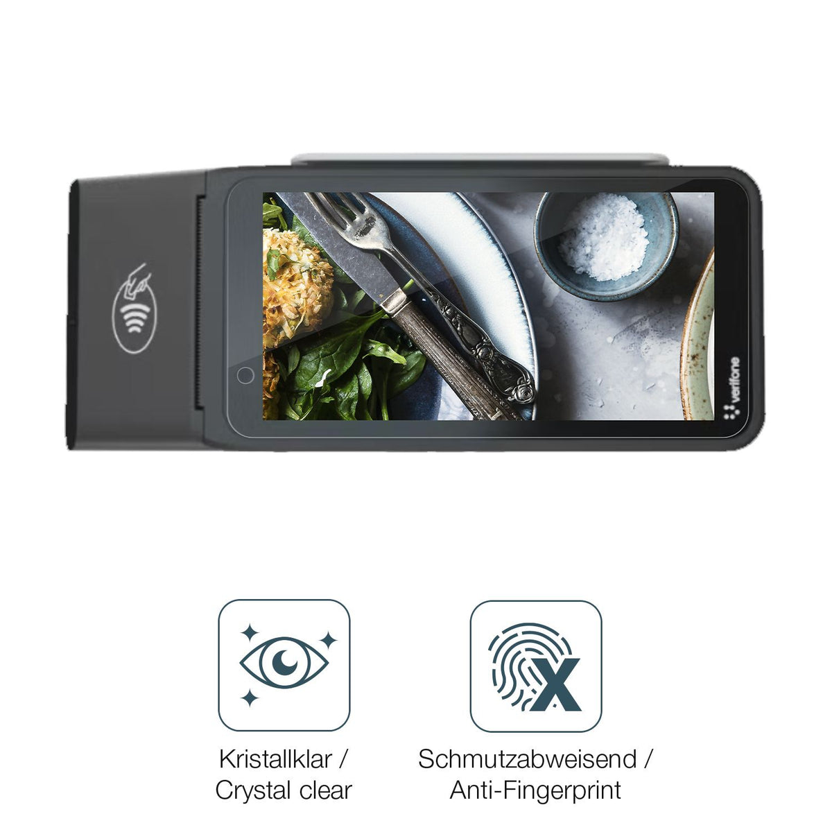 Schutz gegen Kratzer auf dem Verifone V660p Glas durch Schlüssel oder Ähnliches