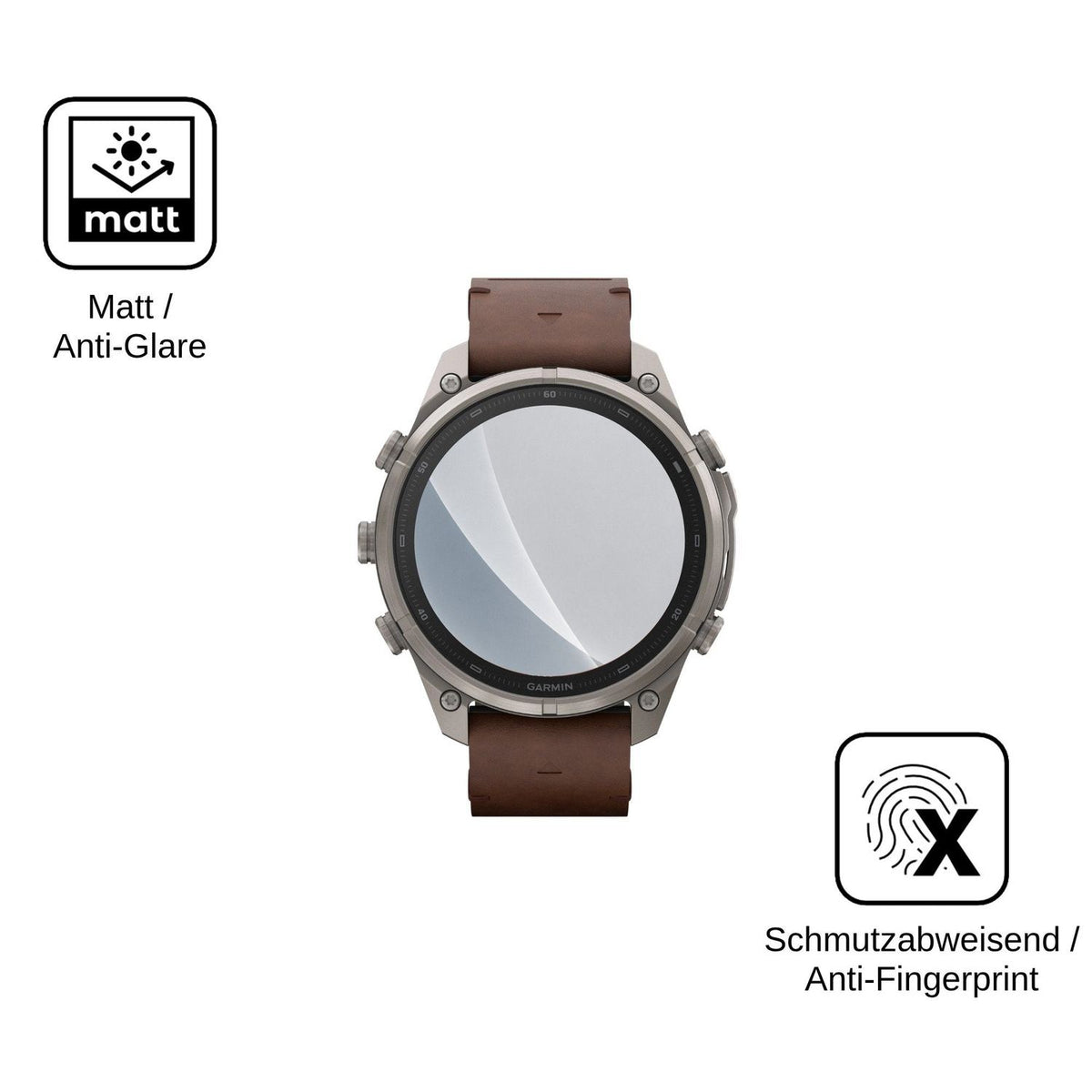 2x 9H Schutzfolie matt für Garmin Fenix 9 Panzerfolie
