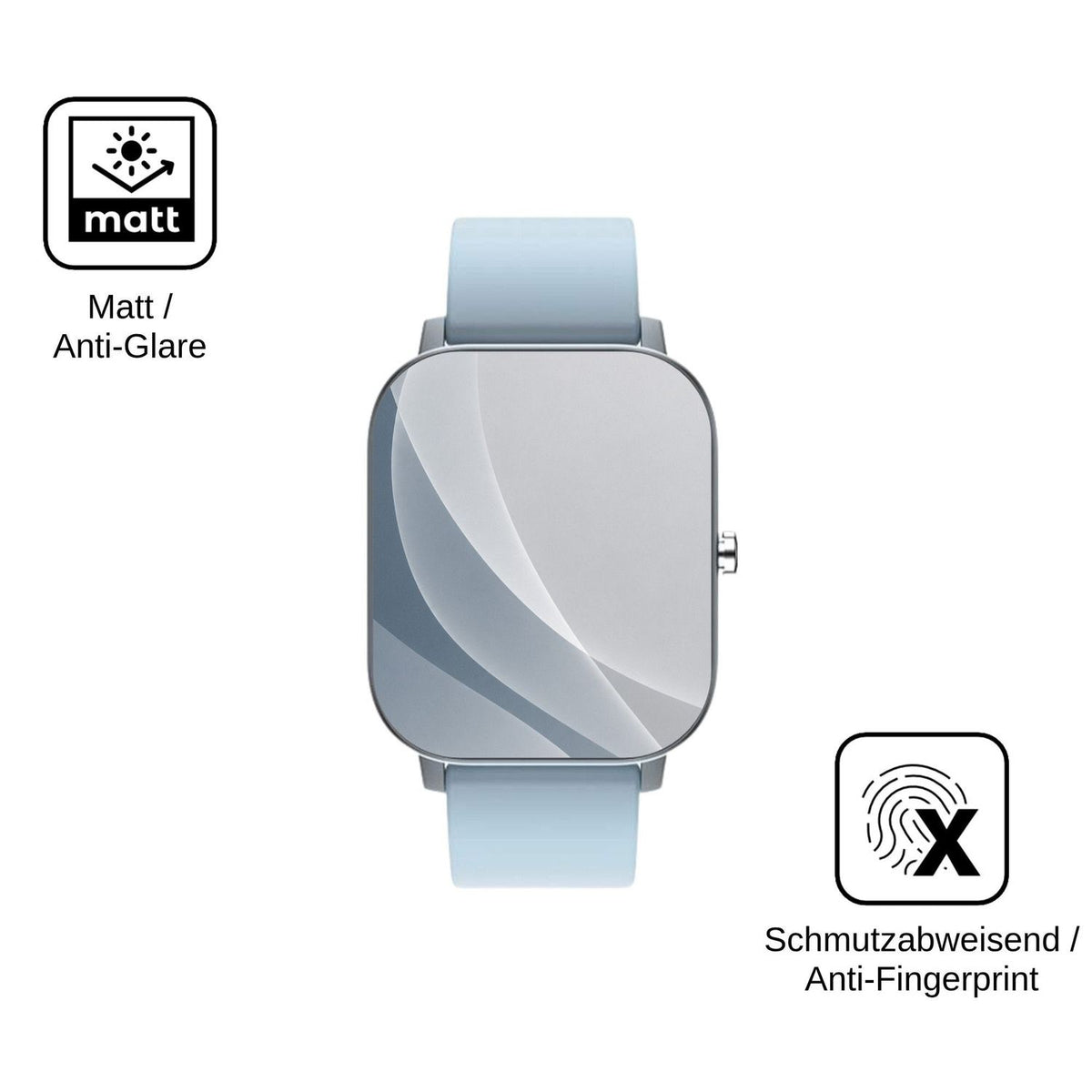 2x 9H Schutzfolie matt für Mopuea Smartwatch 1.4 Panzerfolie