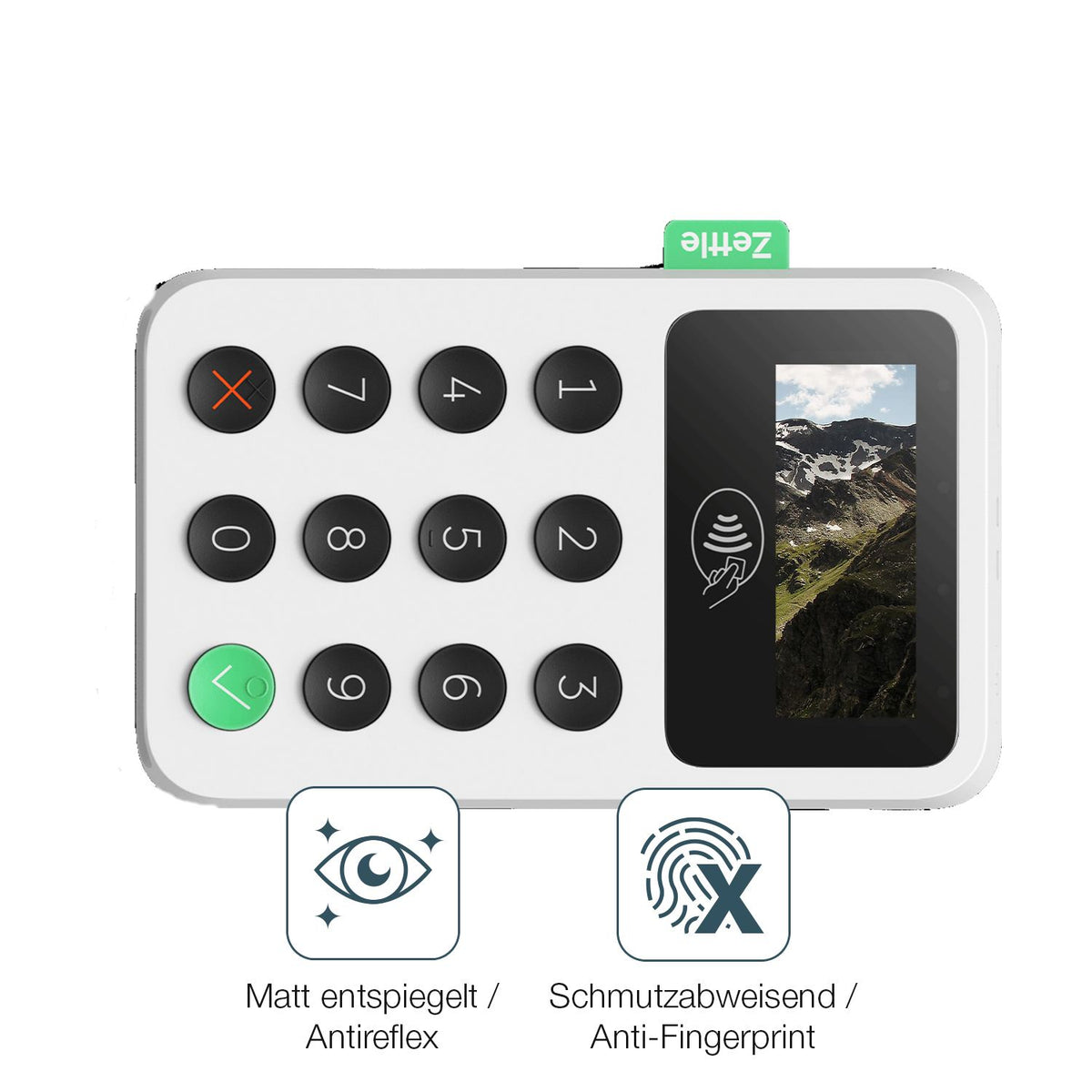 9H Hartbeschichtete, flexible Folie passend zugeschnitten für Zettle Reader 2