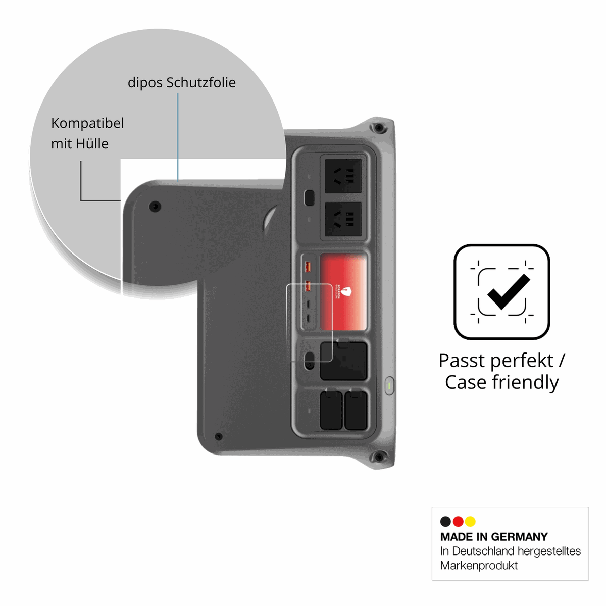 Schutzfolie mit optimaler Passform, zur Verwendung mit Hüllen geeignet