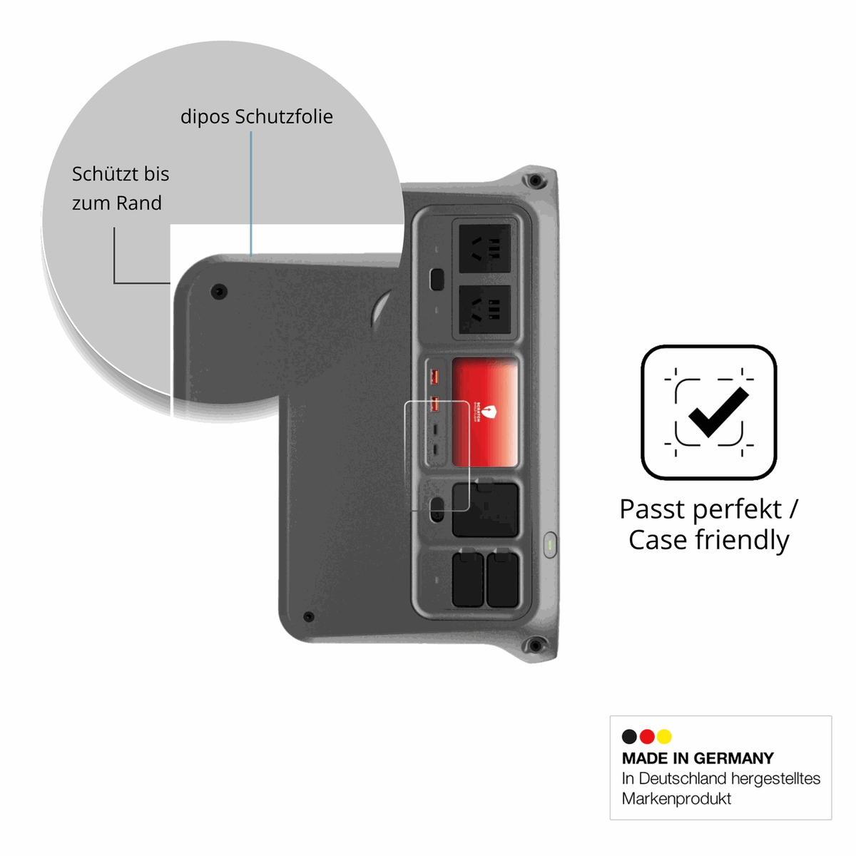 Besonders flexibler Displayschutz mit Anti-Shock-Schicht im Materialmix