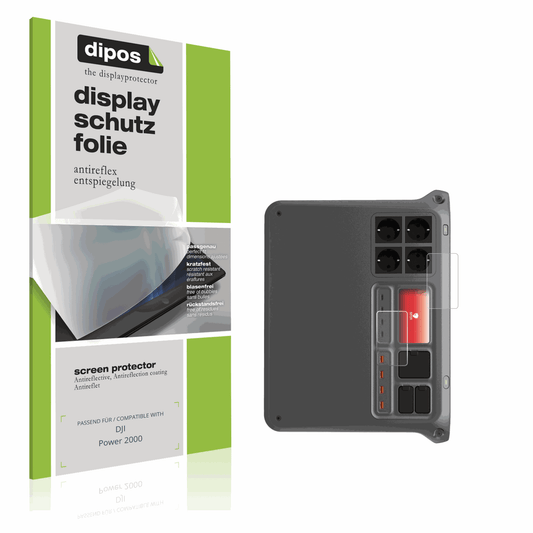 Matte Displayschutzfolie von dipos passend für DJI Power 2000, präziser Zuschnitt und blasenfrei montiert