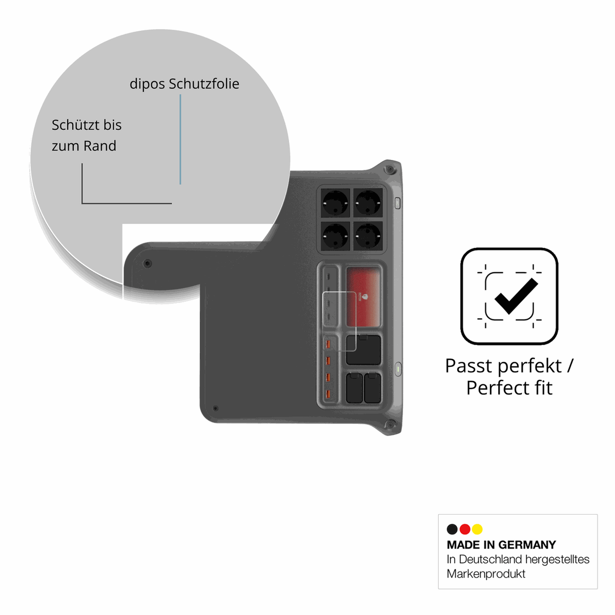 Schutz gegen Kratzer auf dem DJI Power 2000 Glas durch Schlüssel oder Ähnliches