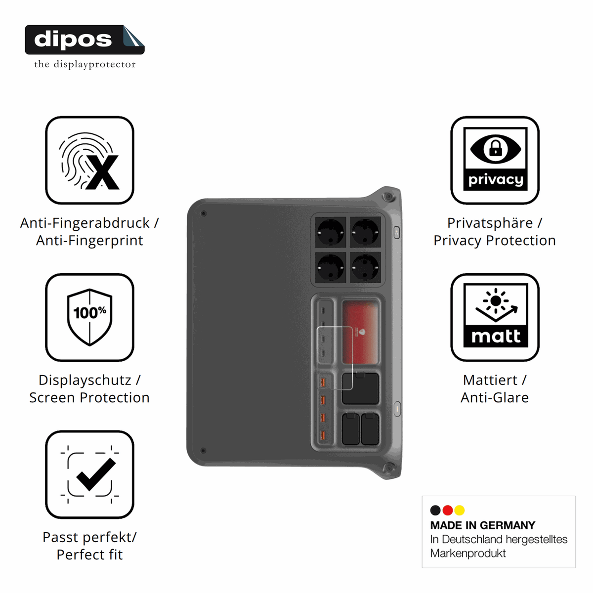 Privatsphäre-Schutz durch Sichtschutz-Folie passend zugeschnitten für DJI Power 2000