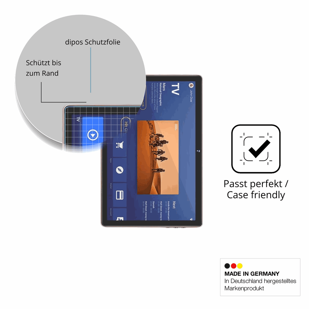 Besonders flexibler Displayschutz mit Anti-Shock-Schicht im Materialmix