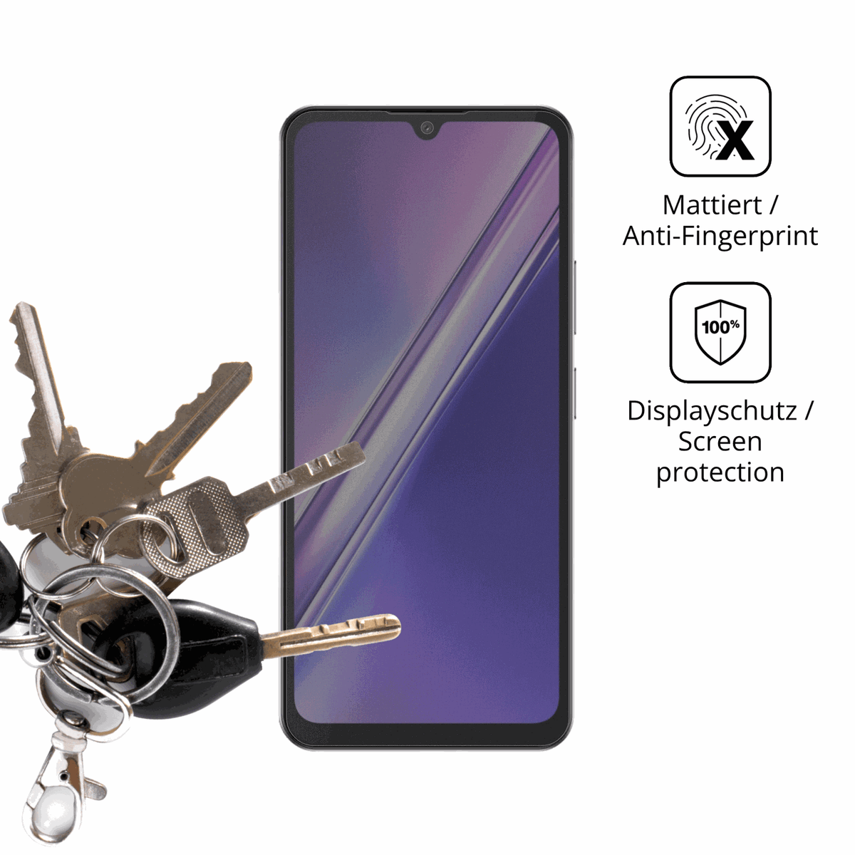 dipos Displayschutz für Doogee M30, mattierte Oberfläche, Blickschutzfilter und perfekter Passform
