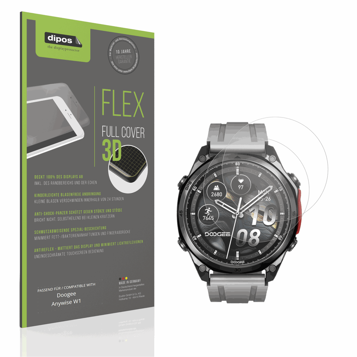 Matte Displayschutzfolie von dipos passend für Doogee Anywise W1, 100% Displayabdeckung und blasenfreie Montage