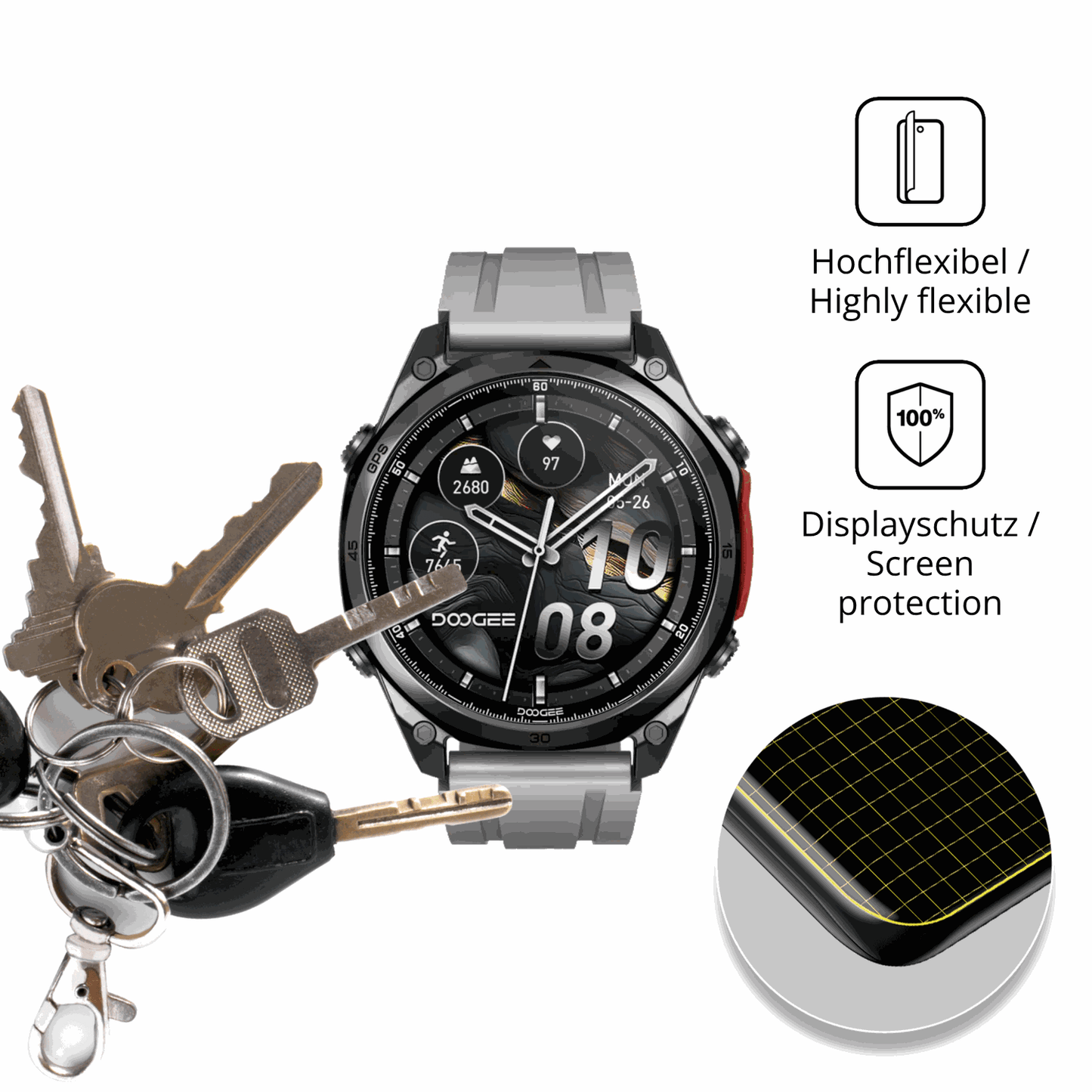 dipos Displayschutz für Doogee Anywise W1 Pro, transparente Oberfläche, geringe Dicke und perfekte Passform