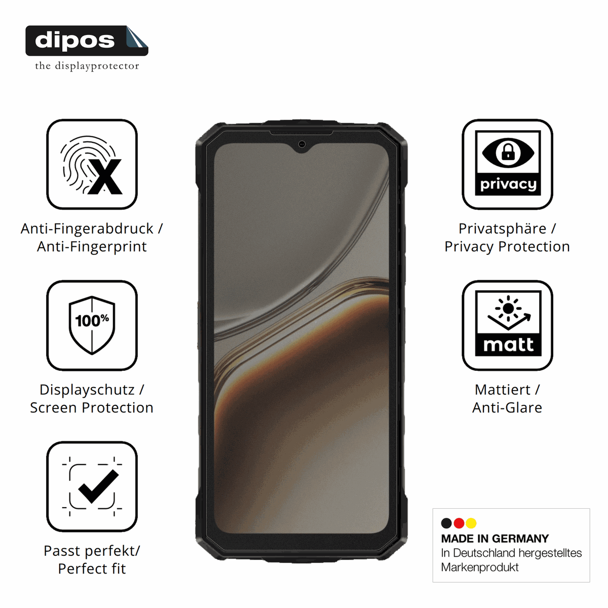 Privatsphäre-Schutz durch Sichtschutz-Folie passend zugeschnitten für DOOGEE Fire 5 Pro