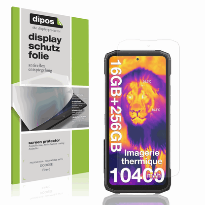 Matte Displayschutzfolie von dipos passend für DOOGEE Fire 6, präziser Zuschnitt und blasenfrei montiert