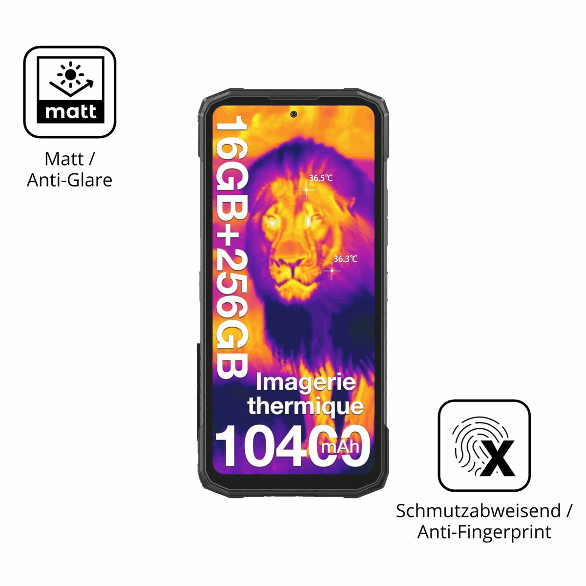 Dünne und entspiegelnde Folie passend zugeschnitten für DOOGEE Fire 6
