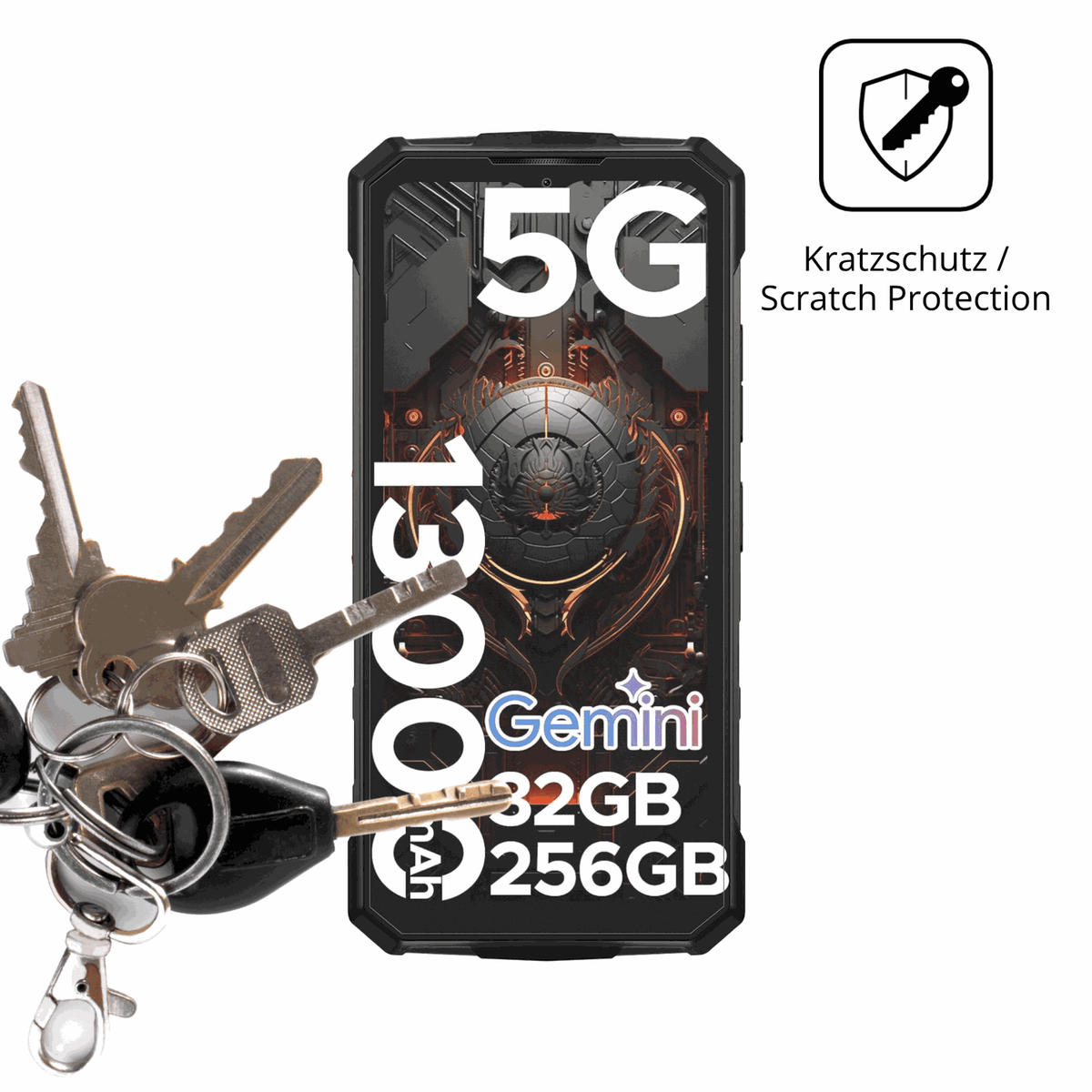 Schutz gegen Kratzer auf dem DOOGEE Fire 7 Pro Glas durch Schlüssel oder Ähnliches