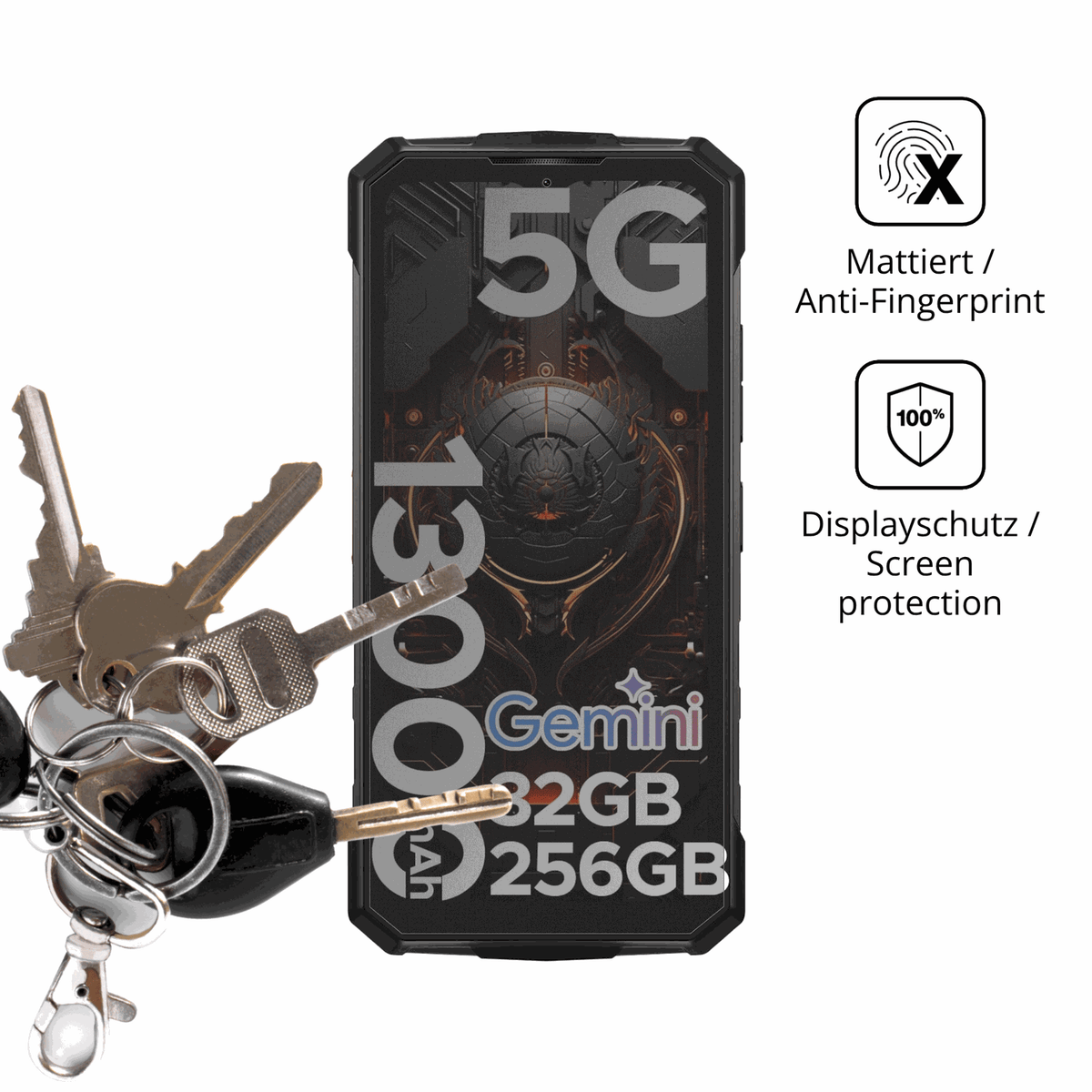 dipos Displayschutz für DOOGEE Fire 7 Pro, mattierte Oberfläche, Blickschutzfilter und perfekter Passform