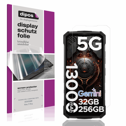 Klare Displayschutzfolie von dipos passend für DOOGEE Fire 7 Pro, präziser Zuschnitt und blasenfrei montiert
