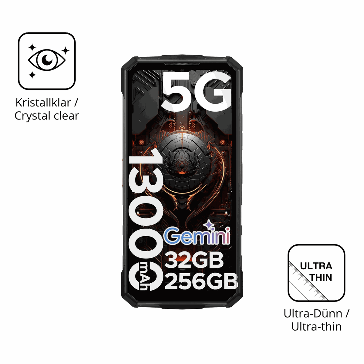 Dünne und klare Folie passend zugeschnitten für DOOGEE Fire 7 Pro