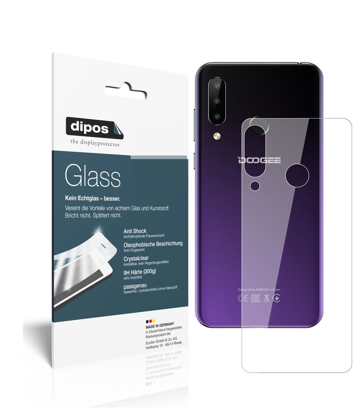 Perfekte Passform und ultimative Qualität: Unser 9H Panzerglas bietet Schutz für Doogee-N20 Rückseite