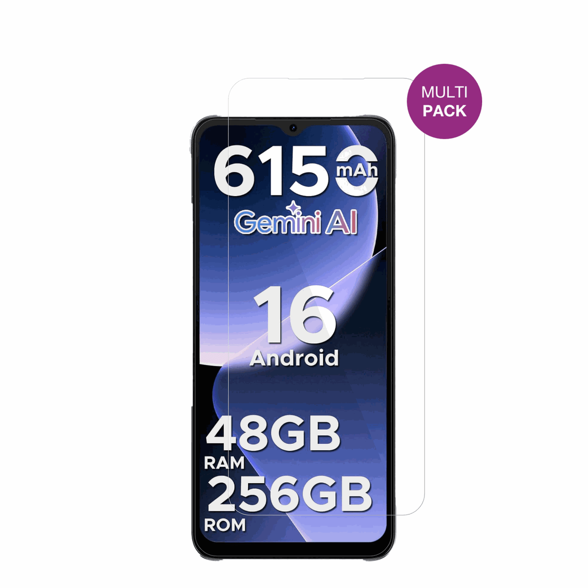 DOOGEENote 56 Plus mit aufgebrachter dipos Displayschutzfolie, glasklare Darstellung ohne Einschränkungen