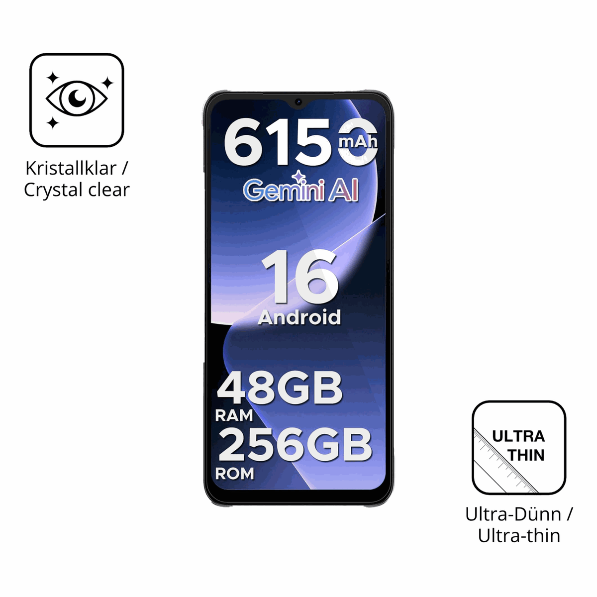 Dünne und klare Folie passend zugeschnitten für DOOGEE Note 56 Plus