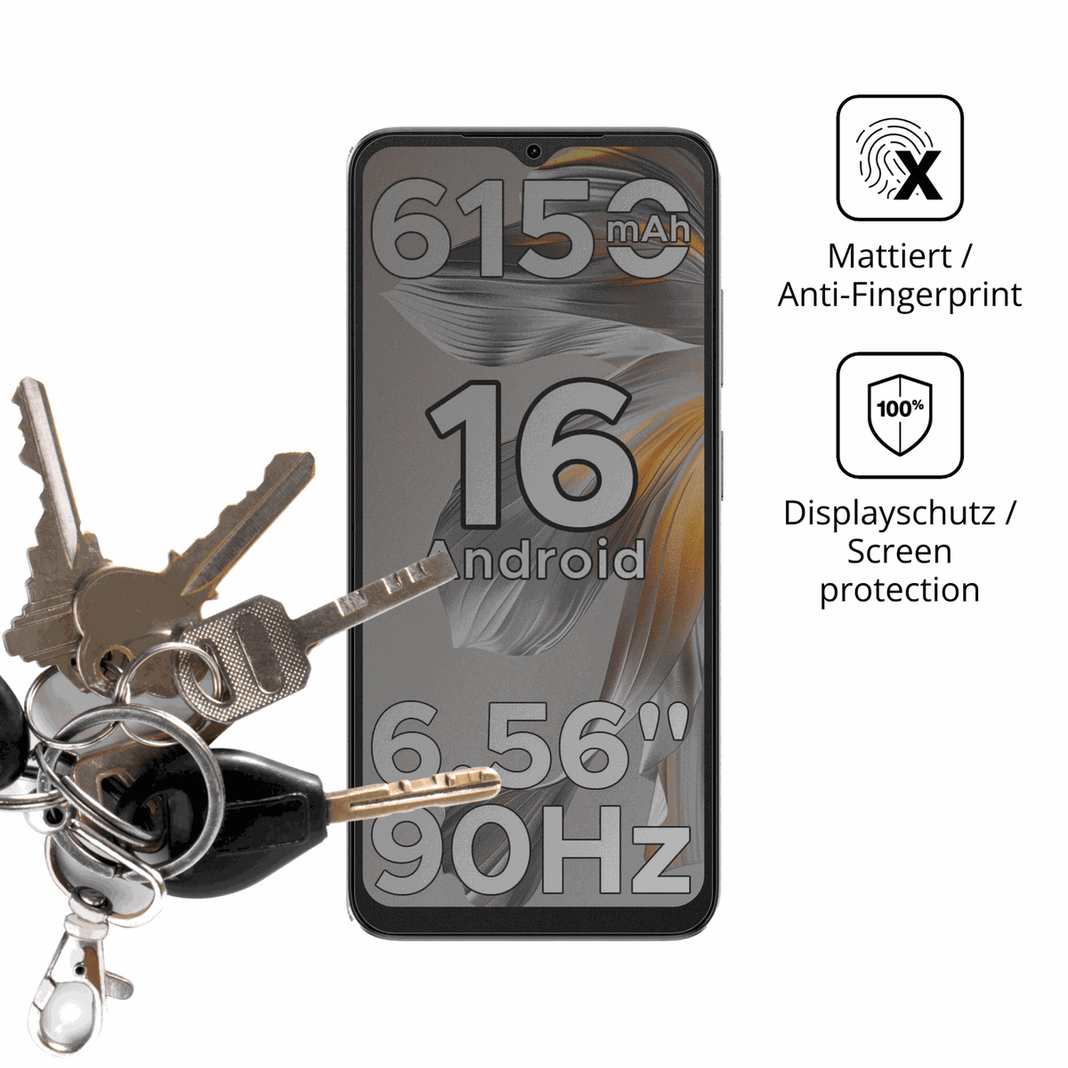 dipos Displayschutz für DOOGEE Note 56X, mattierte Oberfläche, Blickschutzfilter und perfekter Passform