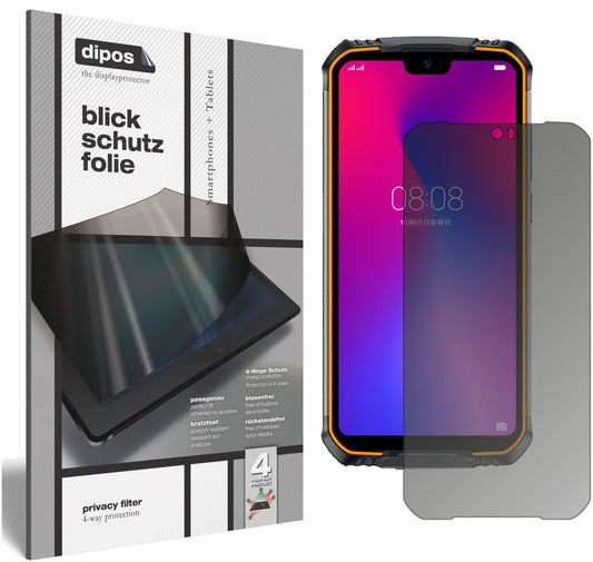 Blickschutzfolie von dipos passend für Doogee S68 Pro, präziser Zuschnitt und blasenfrei montiert